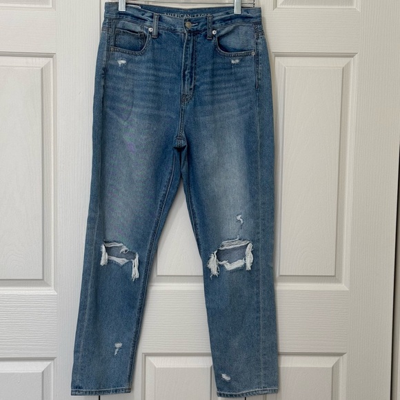 American Eagle Outfitters Denim - American Eagle Mom Jean Size 8 Regular Distressed Ripped Knees